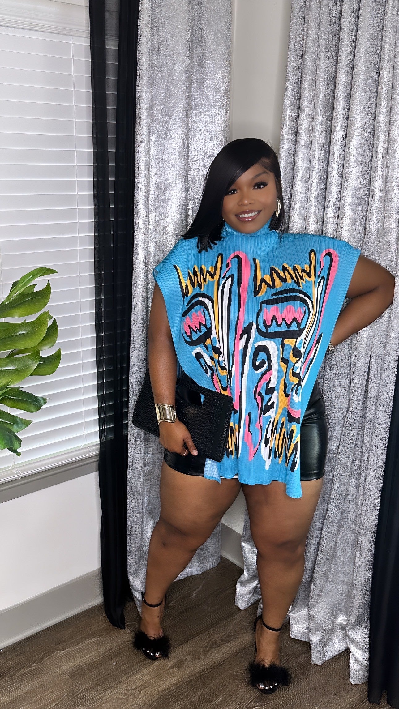 Abstract Poncho Top