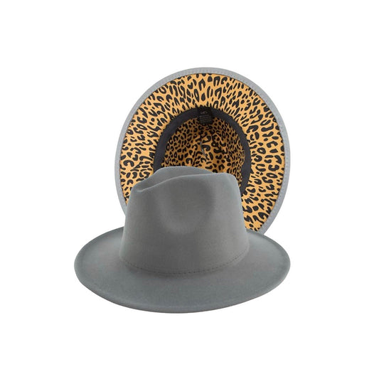 Grey and Leopard Fedora