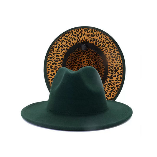 Hunter Green and Leopard Fedora