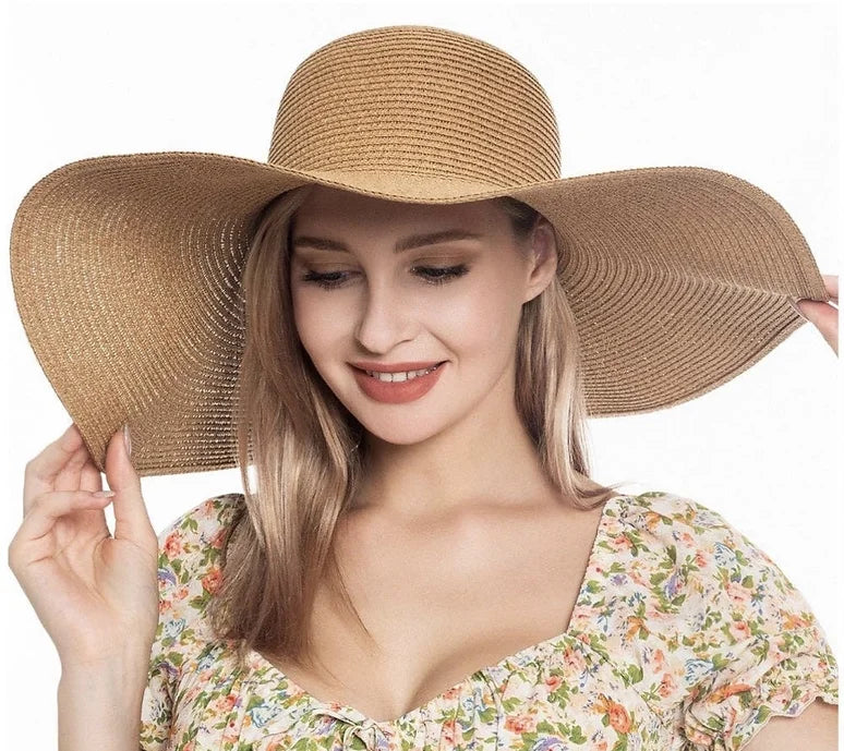 Khaki Floppy Straw Hat