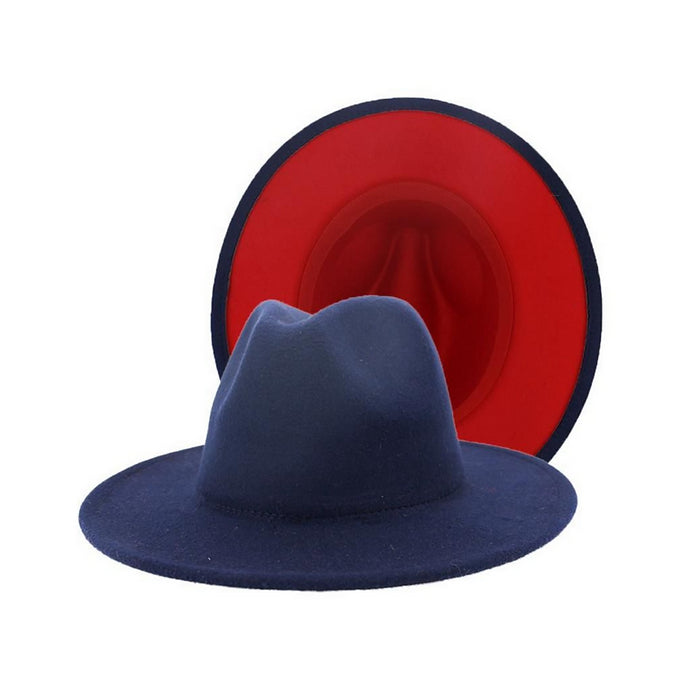 Navy Blue and Red Fedora