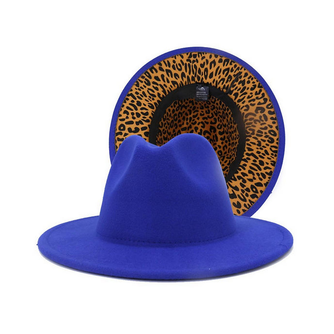 Royal Blue and Leopard Fedora