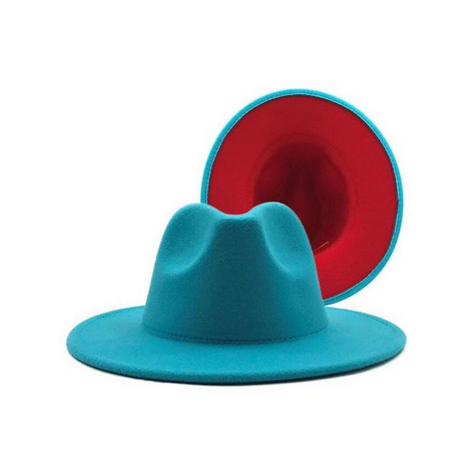 Teal and Red Fedora